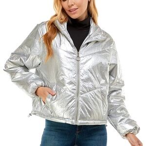 Silver Metallic Puffer Jacket
